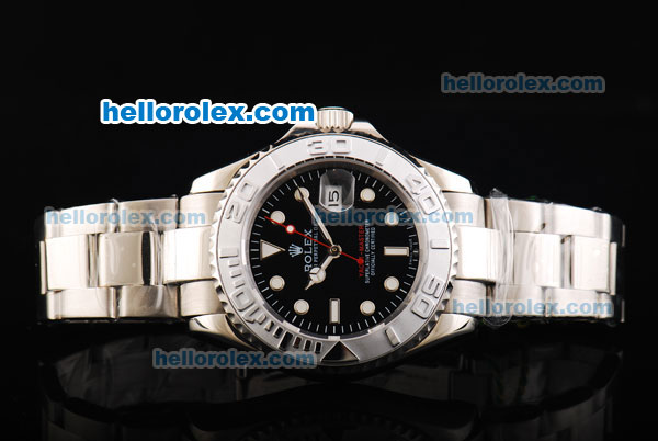 Rolex Yacht-Master Swiss ETA 2836 Automatic Movement Silver Case with Black Dial and SS Strap - Click Image to Close